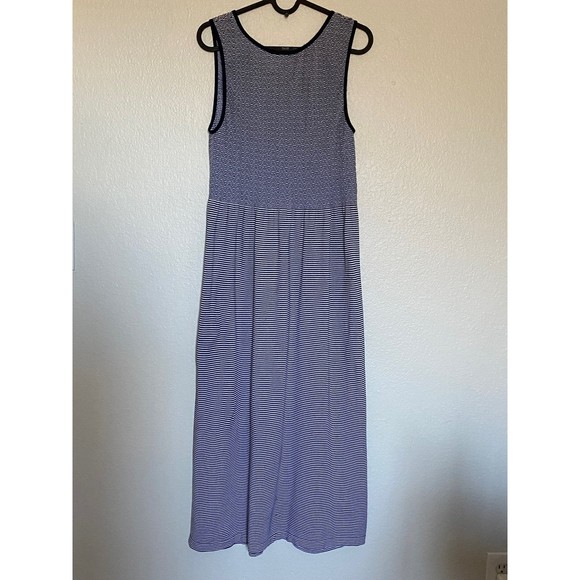 Lark & Grey maxi stripe smocked top shift dress Navy - Size 2XL/3XL - Picture 4 of 8